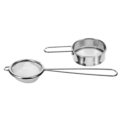 INOOMP 2 Stück Edelstahl Backsieb Teiliges Feines Küchensieb mit Feinem Filter Kleines Mehlsieb für Haushalt Geeignet zum Filtern von Mehl Puderzucker Gewürzen und Backzutaten Rostfrei von INOOMP