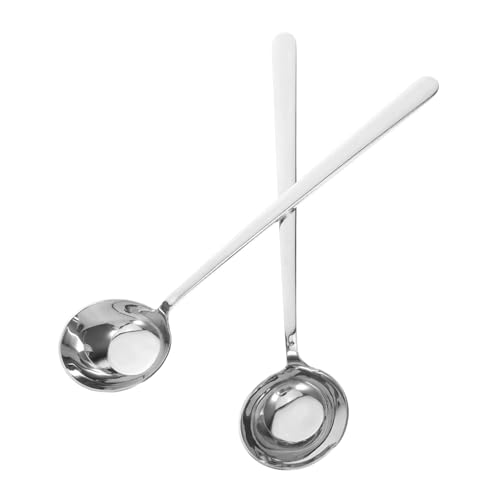 INOOMP 2 Stück Edelstahl Suppenkelle mit Schrägem Boden Ergonomischer Griff Spülmaschinenfest Langlebig und Tropfsicher zum Servieren von Suppe Soße und von INOOMP