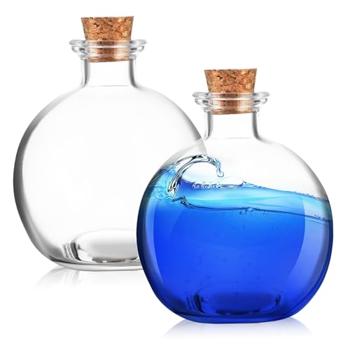 INOOMP 2 Stück Glas Terrarium mit Korkdeckel Rundes Glasgefäß für Hydroponik Pflanzen Moos Micro Landschaft Stabiles Weckglas mit Flachem Boden und Luftdichtem Verschluss von INOOMP