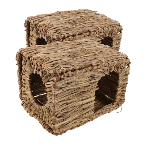 INOOMP 2 Stück Hasennest aus Stroh Frettchen Bett Hasenhaus Hasenhäuser und Verstecke Meerschweinchenhäuser und Verstecke Hasenbett meerschweinchen Bett Hasenversteck Gras von INOOMP
