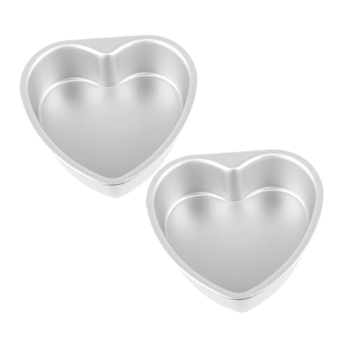 INOOMP 2 Stück Herzförmige Form Herzformen zum Backen für den Haushalt Haushaltsbackform Herzform-Kuchenform Kuchenform in Herzform Kuchenformen zum Backen Aluminiumlegierung Silber von INOOMP
