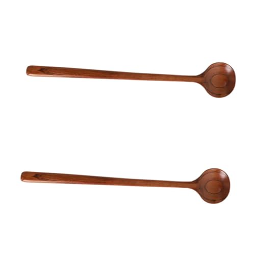 INOOMP 2 Stück Holz Rührlöffel mit Langem Griff Umweltfreundlich Glatt Poliert Sicher für Suppen Breirühren Ergonomisch Leicht Japanischer Stil Natürliche Küchenutensilien von INOOMP