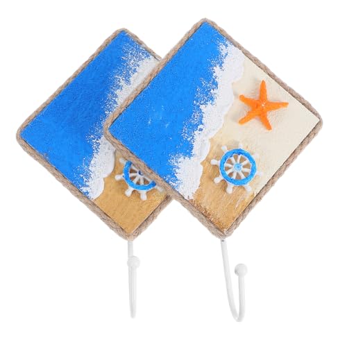 INOOMP 2 Stück Mediterrane Wandhaken Nautical Style Handbemalt Quadratisch für Badezimmer Flur Küstenmotiv Küsten-deko Handtuchhalter Meeresthema INOOMP 2 Stück Mediterrane Wandhaken Nautical Style Handbemalt Quadratisch für Badezimmer Flur Küstenmotiv Küsten-deko Handtuchhalter Meeresthema von INOOMP