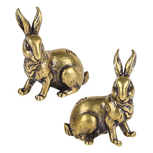 INOOMP 2 Stück Messing Kaninchen Dekofigur Retro Stil Langlebige Robuste Messing Skulptur Filigrane Hasen Figur für Büro und Wohnraum Vintage Rabbit Ornament INOOMP 2 Stück Messing Kaninchen Dekofigur Retro Stil Langlebige Robuste Messing Skulptur Filigrane Hasen Figur für Büro und Wohnraum Vintage Rabbit Ornament von INOOMP