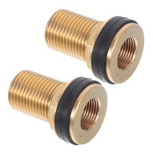 INOOMP 2 Stück Messing Wasseranschluss Adapter mit Dichtung Auslaufsicherer Aquarium Gewindefitting Rohrverbinder für Tanks Fässer und Aquarien von INOOMP