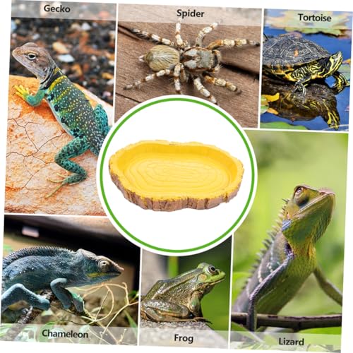 INOOMP 2 Stück Reptilien Futter Wassernapf Resin Baumstumpf Design Realistische Schildkröten Wasserschale rutschfest Geeignet für Schlangen und Kleine Reptilien im Terrarium von INOOMP