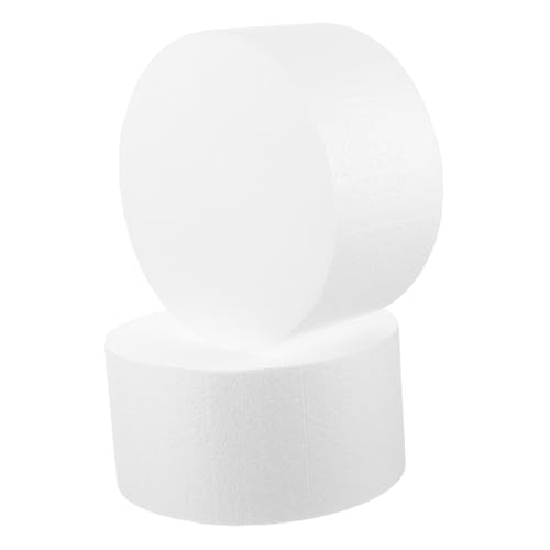 INOOMP 2 Stück Runde Schaumstoff Kuchenattrappe Weiß Leicht Glatt für DIY Tortendekoration Backpraxis und Übung Kuchen Dummy Modell von INOOMP