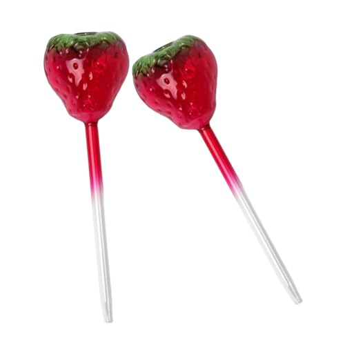 INOOMP 2 Stück Teiliges Glas Bewässerungskugel Erdbeerform Selbstbewässernde Pflanzkugel Nachhaltiges Automatisches Bewässerungssystem für Innen Außenpflanzen Einfache Pflanzenpflege von INOOMP