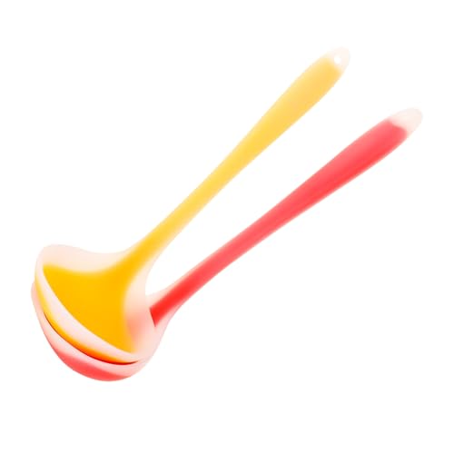 INOOMP 2 Stück Teiliges Schöpfkellen Halbtransparent Gelb und Rot Hitzebeständige Suppenkellen mit Rutschfestem Griff Schonend für Kochgeschirr zum Servieren und Kochen von INOOMP