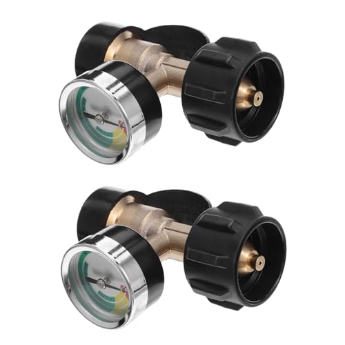 INOOMP 2 Stück Teiliges Tankadapter mit Integriertem Druckmanometer Anschluss Präzise Druckanzeige Kompatibel mit Gaszylindern für Camper BBQ Gasgrill Heizung und Outdoor-Einsatz von INOOMP