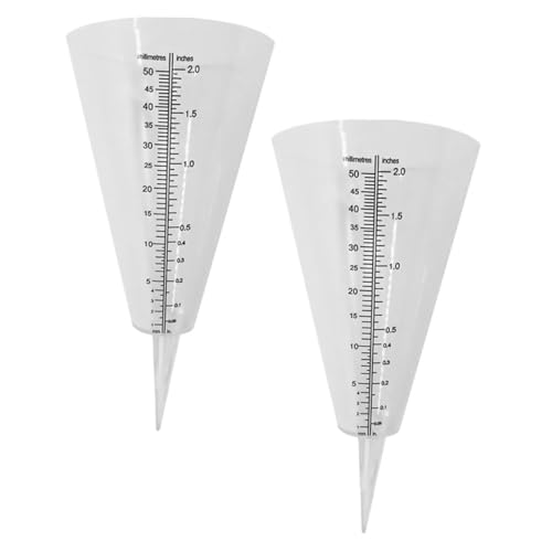 INOOMP 2 Stück Transparenter Regenmesser mit Kegelform Wetterfester Niederschlagsmesser für Garten im Boden Klare Anzeige für Präzise Messung von Regen und Bewässerung von INOOMP