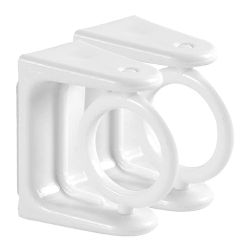 INOOMP 2 Stück Vorhangstangenhalterung aus Robustem Kunststoff Drehbar Verstellbar Wandmontiert Stabiler Vorhanghalter für Fenster Duschvorhänge Einfache Montage Weiß von INOOMP