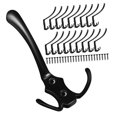 INOOMP 20 Stück Teiliges Metall Garderobenhaken Schwarz Starke Tragkraft Vielseitig für Kleidung Handtücher Hüte Einfache Wandmontage für Wohnzimmer Schlafzimmer Küche und Bad von INOOMP