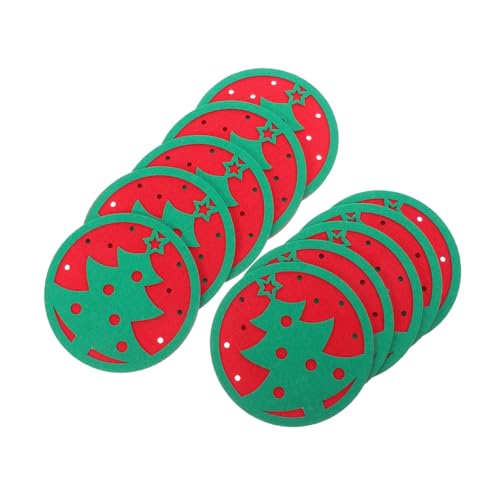 INOOMP 20 Stück Weihnachtsbaum Filzuntersetzer Saugfähig Getränkeuntersetzer rutschfest Saugfähig Tischplattenschutz Für Weihnachtsfeiertags Party Dekoration von INOOMP
