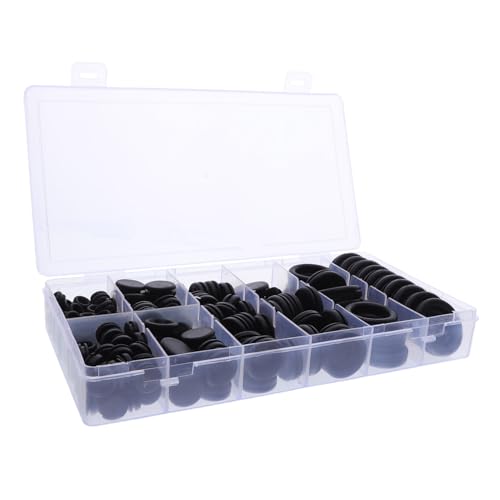 INOOMP 200 Stück Gummitüllen Einseitiger Kabelschutz aus Stabilem Schwarzem Gummi für Elektrische Leitungen Passend für Lochgrößen mit Praktischer Aufbewahrungsbox Langlebiger Kabelschutz von INOOMP
