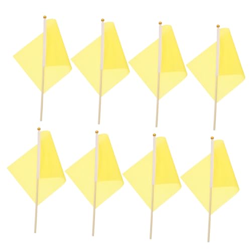 INOOMP 25 Stück Handschwenkende Flagge Kleine Fähnchen Auf Stöcken Stolz Bunt Wimpel-flaggen Schmucklos Im Freien Jubelnde Fahnen Zitternde Flagge Kleine Handfahnen Dekorationen Gelb Holz von INOOMP
