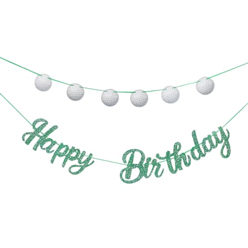 INOOMP 2er-Set Golf-Geburtstagsbanner: Wiederverwendbare Happy Birthday-Schildflagge – Glitzernde Golfball-Wimpelgirlande – Sport-Mottoparty-Hintergründe und Dekorationen INOOMP 2er-Set Golf-Geburtstagsbanner: Wiederverwendbare Happy Birthday-Schildflagge – Glitzernde Golfball-Wimpelgirlande – Sport-Mottoparty-Hintergründe und Dekorationen von INOOMP