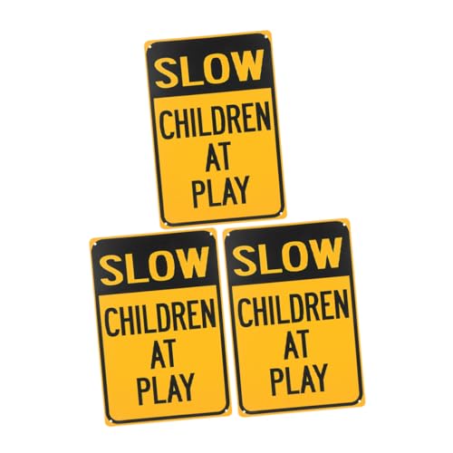 INOOMP 3 STÜCKE Teiliges Warnschilder aus Metall für Straßenverkehr Kindersicher Wetterfest Hohe Sichtbarkeit Einfache Montage Schutz für Spielende im Wohngebiet von INOOMP