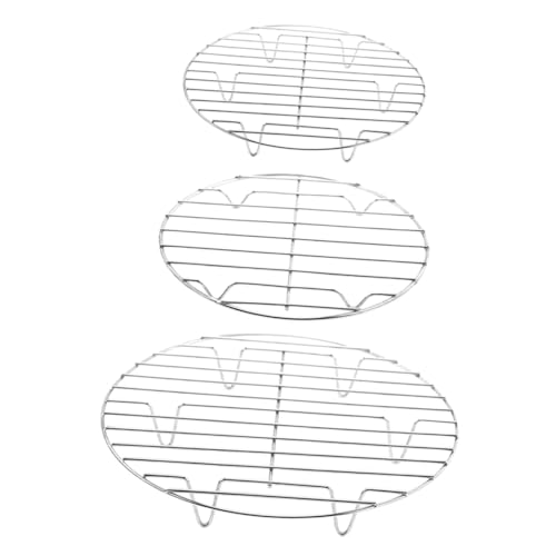 INOOMP 3 Stück Edelstahl Dampfgarer mit Hitzebeständigem Dampfgitter und Topfunterlage Vielseitiges Küchenzubehör für Dämpfen Kühlen und Abtropfen Langlebig und Kompakt für Haushalt und von INOOMP