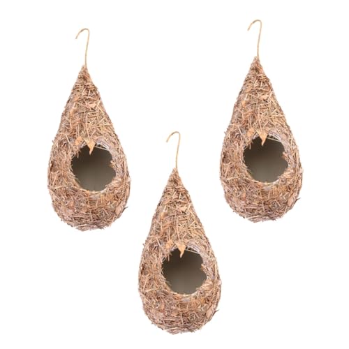 INOOMP 3 Stück Hängendes Vogelhaus aus Natürlichem Gras Wetterfestes Outdoor Vogelnest mit Großer Öffnung und Natürlicher Belüftung Handgewebtes Stroh Vogelversteck für Garten und Balkon INOOMP 3 Stück Hängendes Vogelhaus aus Natürlichem Gras Wetterfestes Outdoor Vogelnest mit Großer Öffnung und Natürlicher Belüftung Handgewebtes Stroh Vogelversteck für Garten und Balkon von INOOMP