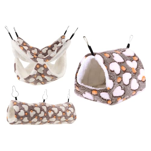 INOOMP 3 Stück Meerschweinchen-Verstecke: Hängemattenbetten für Kleintiere – Warmer Verstecktunnel und Nest für Hamster – Hängeunterstand für Frettchenkäfige – Hamsterhaus für den Winter INOOMP 3 Stück Meerschweinchen-Verstecke: Hängemattenbetten für Kleintiere – Warmer Verstecktunnel und Nest für Hamster – Hängeunterstand für Frettchenkäfige – Hamsterhaus für den Winter von INOOMP