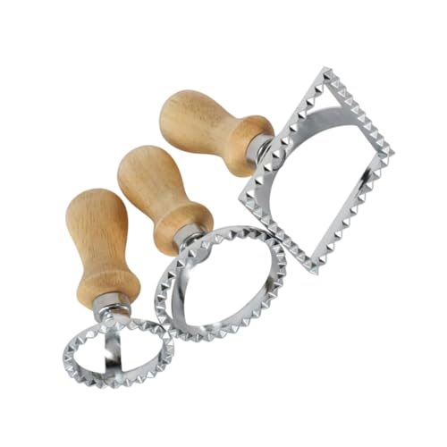 INOOMP 3 Stück Teiliges Biscuit Cutter aus Rostfreiem Edelstahl mit Holzgriff Geprägt für Kekse Dumplings Kuchen Vielseitig Einsetzbar Langlebig Einfache Handhabung zum Backzubehör von INOOMP