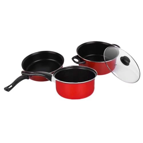 INOOMP 3 Stück Teiliges Kochgeschirr set aus Antihaftbeschichteten Pfannen und Töpfen Multifunktional für Braten Kochen und Milch Erhitzen Langlebig Platzsparend Geeignet für Täglichen von INOOMP
