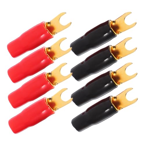 INOOMP 4 Paare Gabelkabelverbinder aus Messing Robust Vergoldet Langlebig für Auto audiosysteme Heavy Duty Crimp stecker Verbessert Signalübertragung Kompatibel mit Lautsprecherkabeln von INOOMP