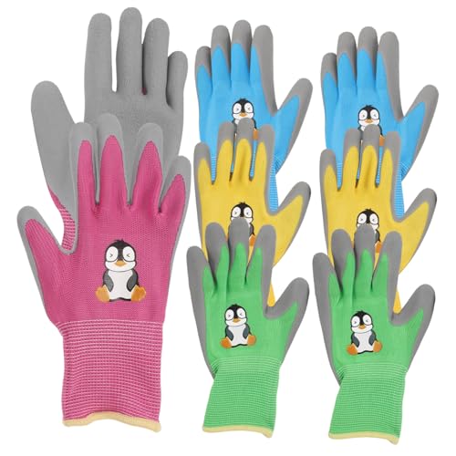 INOOMP 4 Paare Gartenhandschuhe Wiederverwendbar Latex Arbeitshandschuhe Mehrzweck Schutz für Pflanzenpflege Komfortabel Strapazierfähig in Gelb Blau von INOOMP
