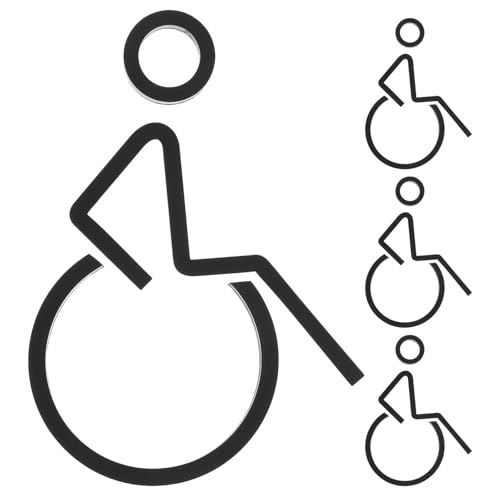 INOOMP 4 Stück Behinderten- -Symbolschild, schwarzes Acryl-Türschild für Behindertentoiletten – Badezimmer-Türschild, Waschraummarkierung für Geschäftsbüro von INOOMP
