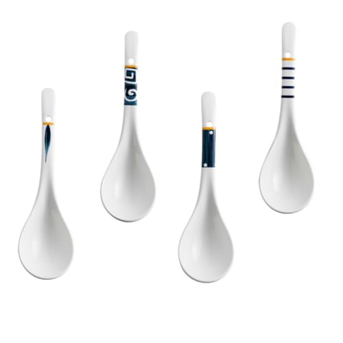 INOOMP 4 Stück Keramik Suppenkelle Langlebige Porzellan Löffel mit Langem Griff Multifunktional als Suppenlöffel Reislöffel und Porridge Löffel Elegantes Design für Haushalt und INOOMP 4 Stück Keramik Suppenkelle Langlebige Porzellan Löffel mit Langem Griff Multifunktional als Suppenlöffel Reislöffel und Porridge Löffel Elegantes Design für Haushalt und von INOOMP