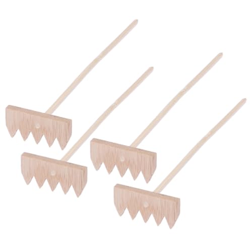 INOOMP 4 Stück Sand -Rake - Mini-Rechen Sandkasten Sandgarten für den Schreibtisch für Miniatur Rechen kleine Rechenhandwerke Kleiner Sandrechen Bambus von INOOMP