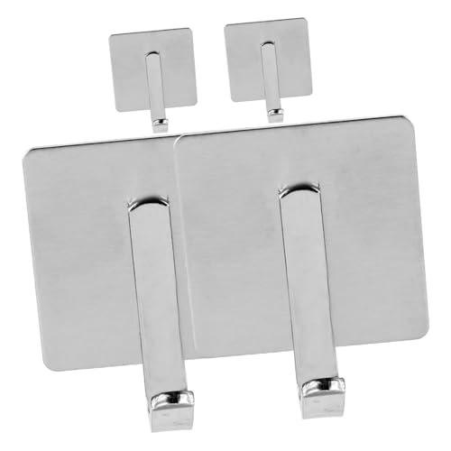 INOOMP 4 Stück Selbstklebende Edelstahl Haken ohne Bohren Starke Haftkraft Vielseitige Wandhaken für Bad Küche Kleidung Handtücher Modernes Design Rostfrei Einfach Anzubringen von INOOMP