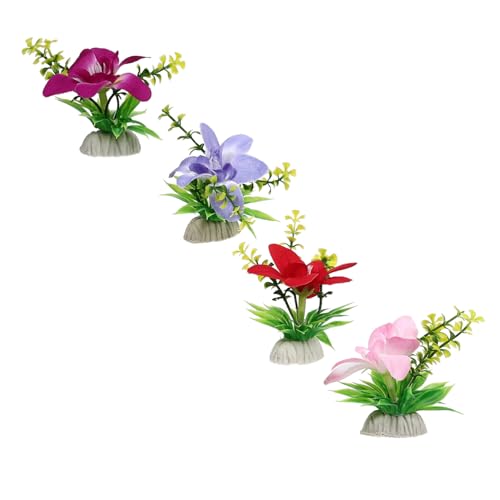 INOOMP 4 Stück Teiliges Orchideen Sushi tellerdekorationen in Rot Blau und Kreative Künstliche Blumenornamente für Restaurant Hotelausstattung Elegante Sashimi plattenverzierung von INOOMP