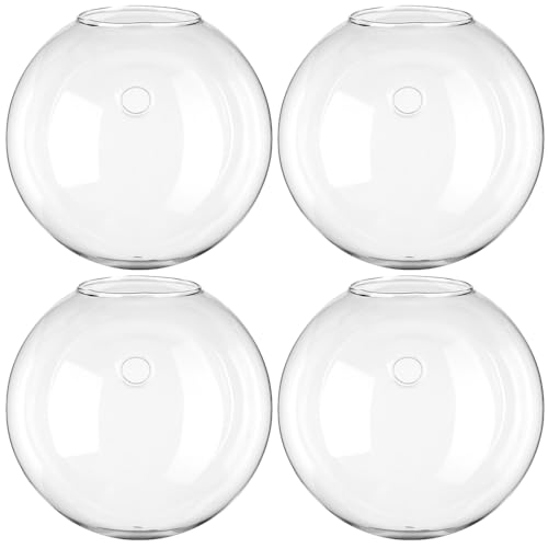 INOOMP 4 Stück Wand-Blumenvasen: Hydroponische Pflanzgefäße für Zimmerpflanzen – Klare halbrunde Wandvase aus Glas für kleine Büros und Wohnungen von INOOMP
