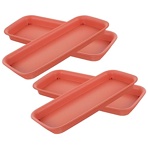 INOOMP 4 Stück Wasserdichtes Tablett Pflanzen Tropfen rechteckig Untertasse eingetopft Sämling Pflanzer-Wasserbehälter Erdblockschalen Pflanzer Wasserschale Plastik rot von INOOMP
