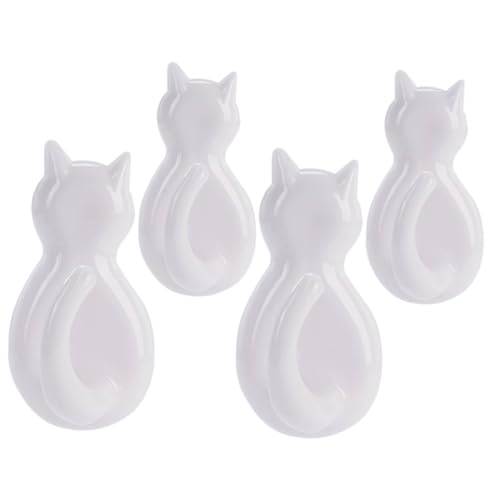 INOOMP 4 Stücke Kreative Katzenform Wandhaken Selbstklebend Ohne Bohren Für Badezimmer Schlafzimmer Küche Transparent Kunststoff Klebehaken Für Handtücher Schlüssel Taschen Aufhängen von INOOMP
