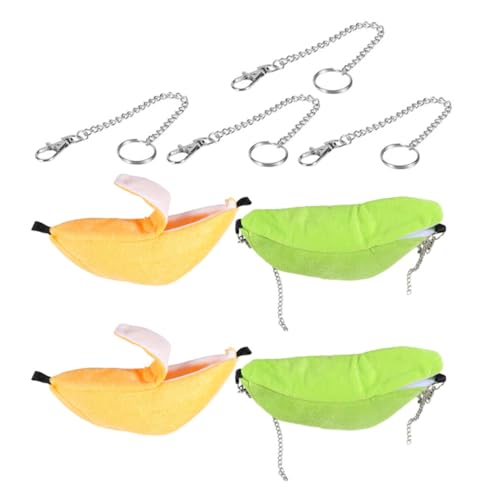 INOOMP 4 Teiliges Kleintier Baumwolle Banane Kuschelbett Hängeschaukel für Hamster Zuckergleiter Meerschweinchen Warmes Nest Platzsparend von INOOMP