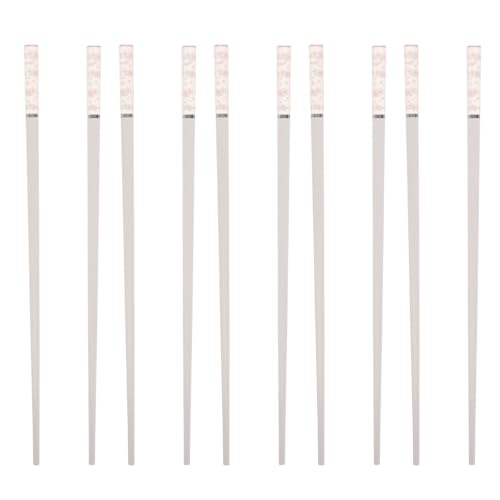 INOOMP 5 Paar wiederverwendbare Essstäbchen: 9 Zoll lange, rutschfeste japanische und koreanische Essstäbchen aus Fiberglas zum Kochen und von Sushi-Nudel-Snacks – spülmaschinenfest von INOOMP