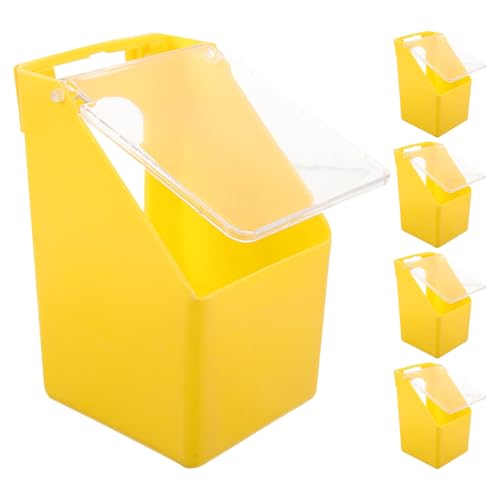 INOOMP 5 Stück Einloch-Futterbox für Tauben – Hängekäfig aus Kunststoff mit Deckel – Vogelfutterbehälter, Wasser- und Sandbecken für Sittiche, Tauben, Wachteln, Geflügelstall von INOOMP