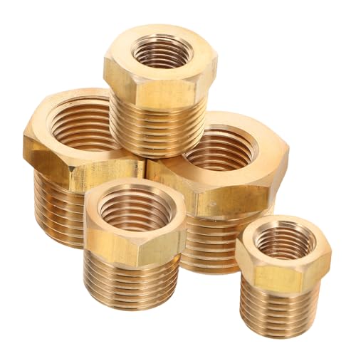 INOOMP 5 Stück Messing Hexagonal -buchse Messingkupplungsadapter Rohrwechseladapter Reduzierstück Beschlagsatz Aus Messing Reduzierbuchsenadapter Messingrohranpassung Messingbuchse Golden von INOOMP