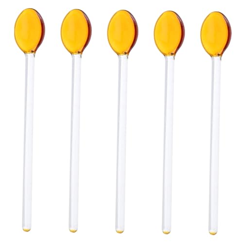 INOOMP 5 Stück Teiliges Langlebiger Glas Kaffeelöffel mit Langem Stiel Hitzebeständig und Wiederverwendbar zum Rühren von Kaffee Tee Milch und Desserts Stilvolles Design für Vielseitigen von INOOMP