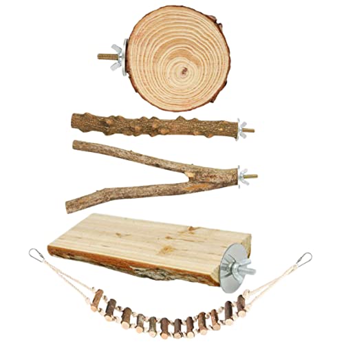 INOOMP 5 Stück Teiliges Vogelkäfig aus Natürlichem Holz Robuste Papageien Sitzstangen mit Doppelter Dichtung Installieren Langlebig für Wellensittiche Papageien und Ziervögel Geeignet von INOOMP