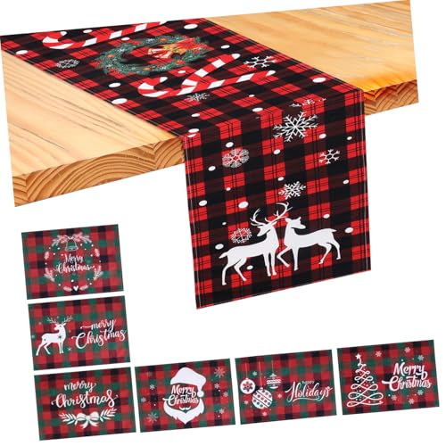 INOOMP 7 STK. Weihnachtliches Tischläufer Platzset mit Festlichen Motiven Hitzebeständig und Kindgerecht für Familienfeiern und Dekorativen Schutz des Esstisches von INOOMP