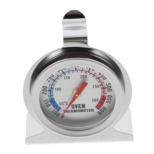 INOOMP Backofenthermometer Edelstahl Analog hitzebeständig mit Großem Anzeigefeld zum Hängen oder Stellen für Backofen Grill und Bbq Präzise Temperaturanzeige Innen Einfach zu Reinigen von INOOMP