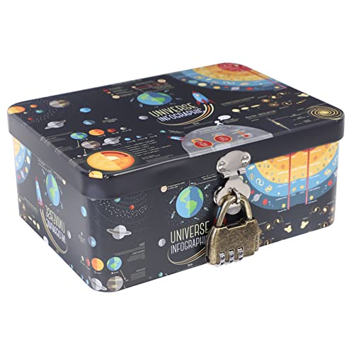 INOOMP Box Box Aufbewahrungsdose Blechdose Mit Schloss Schmuckstücke Schätze Dekorativer Organizer Retro Büro Schreibtischdekor Schmuckbehälter Andenkentruhe Kleine von INOOMP