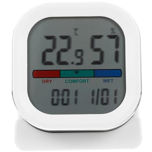 INOOMP Digitales Hygrometer mit Farbdisplay Präzise Temperatur Luftfeuchtigkeitsmessung Integrierte Uhrfunktion Robustes Aluminium abs gehäuse für Zuhause Büro Gewächshaus und von INOOMP