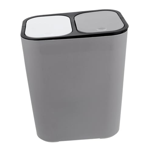 INOOMP Doppel Kompartiment Mülleimer mit Deckel Küchen Abfallbehälter für Trockene und Nasse Abfälle Geruchsdicht Leicht zu Reinigen für Mülltrennung und Recycling im Haushalt von INOOMP