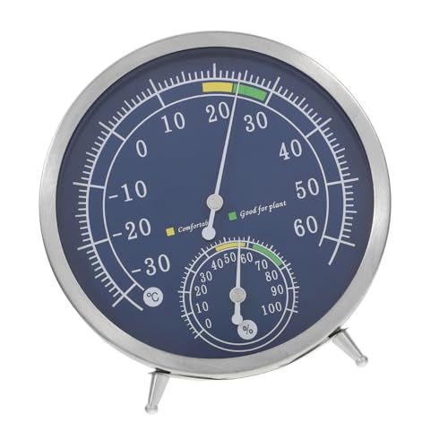 INOOMP Edelstahl Analog Thermometer Hygrometer für Sauna und Außenbereich Präziser Temperatur Luftfeuchtigkeitsmesser Tisch Wandmontage Langlebig und Benutzerfreundlich für Sauna Zubehör von INOOMP