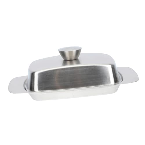 INOOMP Edelstahl Butterplatte mit Deckel Aufbewahrung für Butter Käse und Gebäck Praktische Langlebige Frischhaltedose Einfache Küchenplatte für Frische Butter und Snacks von INOOMP